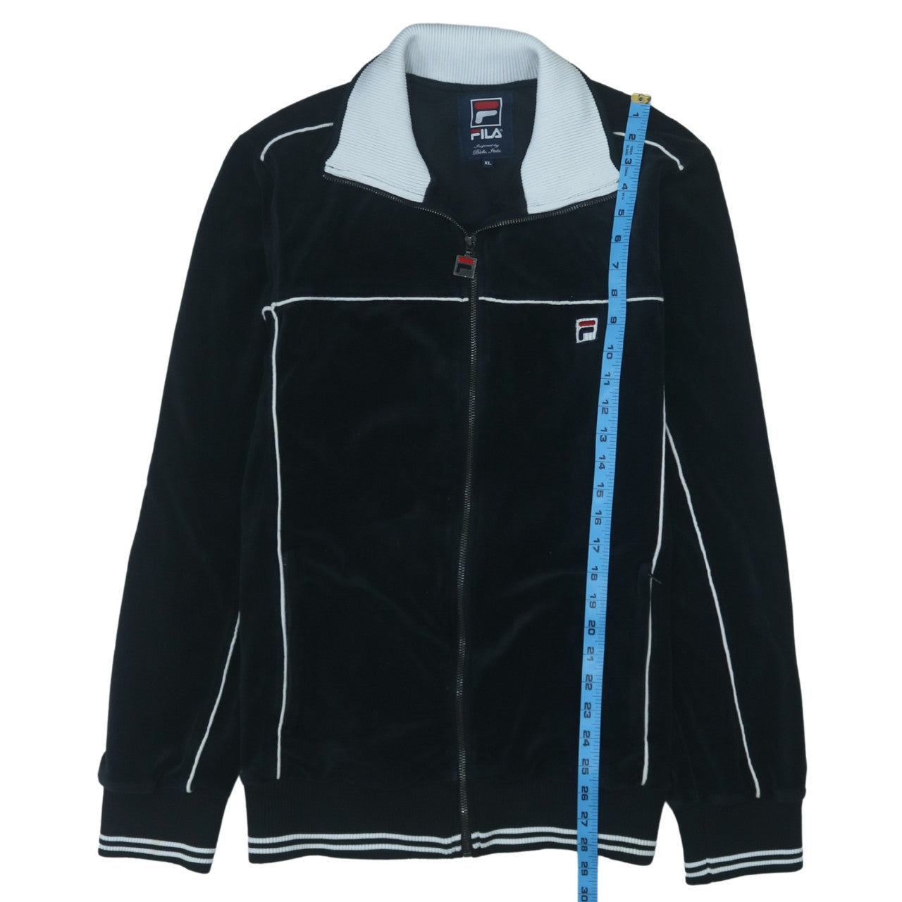 Fila Men's Black XL Velour Track Jacket Full Zip Retro Sportswear