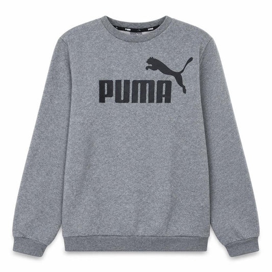 Front view of Puma boys’ grey 15-16 years pullover fleece sweatshirt with logo