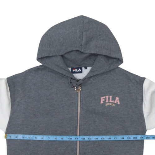 FILA Women's Grey Full Zip Hoodie Sweatshirt Size L