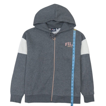FILA Women's Grey Full Zip Hoodie Sweatshirt Size L