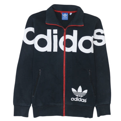 Adidas Mens Black Medium Track Jacket Zip Front Logo Cotton Blend