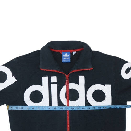 Adidas Mens Black Medium Track Jacket Zip Front Logo Cotton Blend