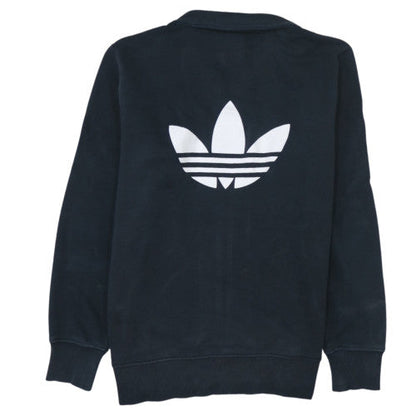 Adidas Mens Black Medium Track Jacket Zip Front Logo Cotton Blend