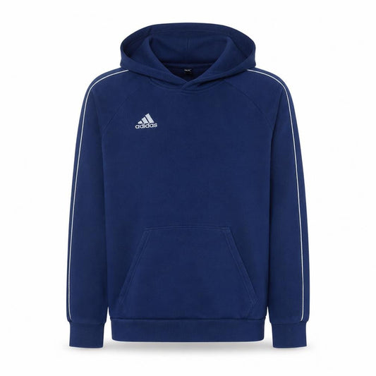 Front view of Adidas Men's Blue Pullover Hoodie, size M, Fleece Sportswear