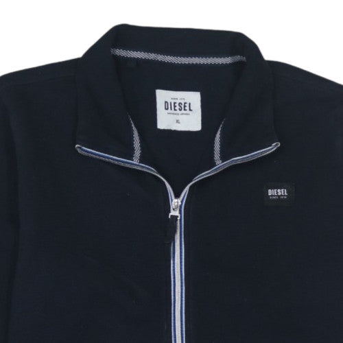 Diesel Men's Black XL Full Zip Track Jacket - Cotton Blend