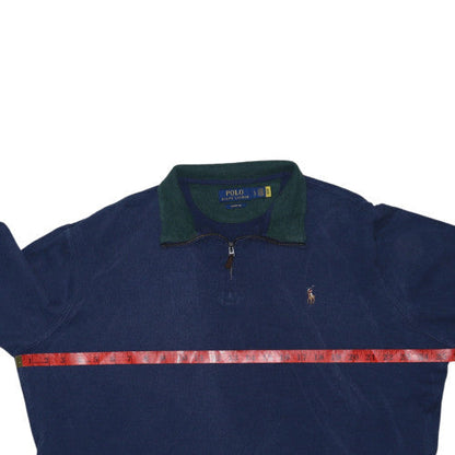 Ralph Lauren Men's Blue Cotton 1/4 Zip Collared Sweatshirt L