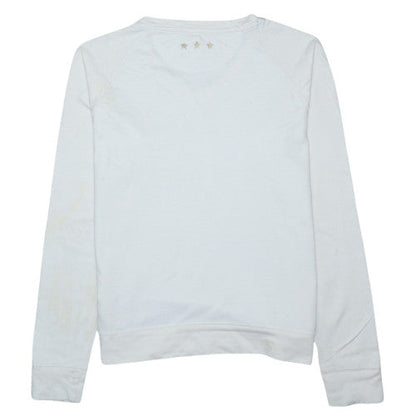 Russell Athletic Womens White XL Pullover Sweatshirt V-Neck Casual