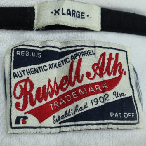 Russell Athletic Womens White XL Pullover Sweatshirt V-Neck Casual