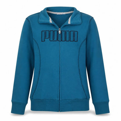 Puma Women Blue Full Zip Track Jacket Size 14 Cotton Blend