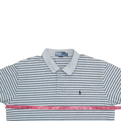 Ralph Lauren Men's Grey Striped Polo Shirt XL Classic Fit