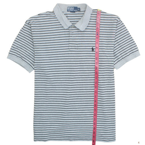 Ralph Lauren Men's Grey Striped Polo Shirt XL Classic Fit