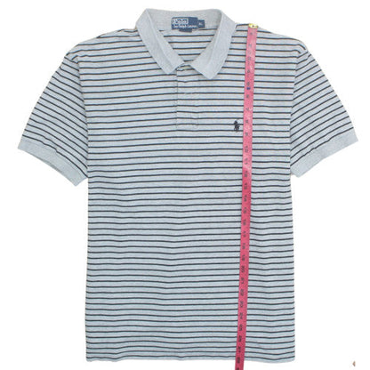 Ralph Lauren Men's Grey Striped Polo Shirt XL Classic Fit