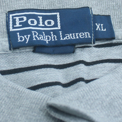Ralph Lauren Men's Grey Striped Polo Shirt XL Classic Fit