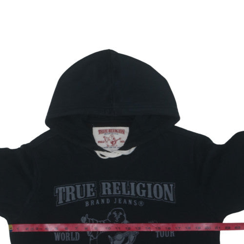 True Religion Men's Black Pullover Hoodie S Graphic Print Music