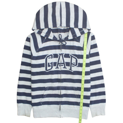 GAP Women Blue White Striped Full Zip Hoodie Size L Cotton Blend