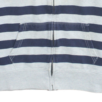 GAP Women Blue White Striped Full Zip Hoodie Size L Cotton Blend