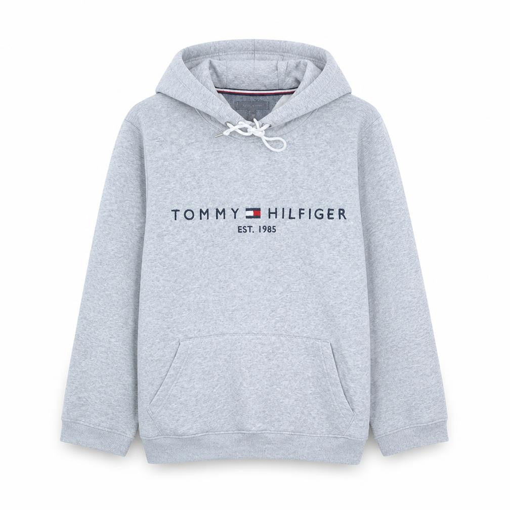 Tommy Hilfiger Mens Grey Pullover Hoodie M Logo Classic Style