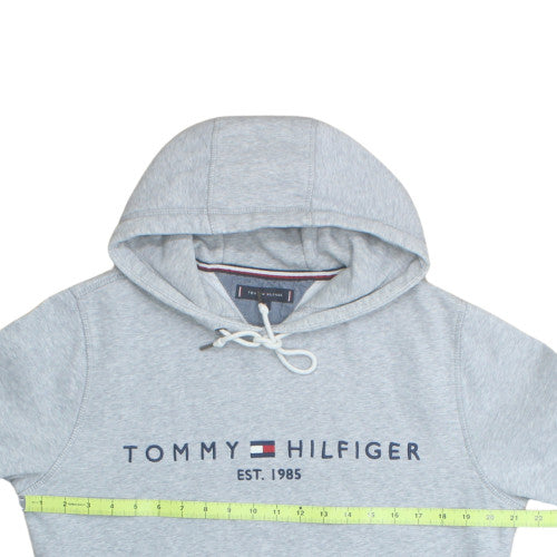 Tommy Hilfiger Mens Grey Pullover Hoodie M Logo Classic Style