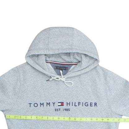 Tommy Hilfiger Mens Grey Pullover Hoodie M Logo Classic Style