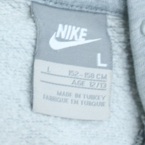 Nike Boys Grey Full Zip Hoodie Size L (12-13 Years) Fleece Sweatshirt