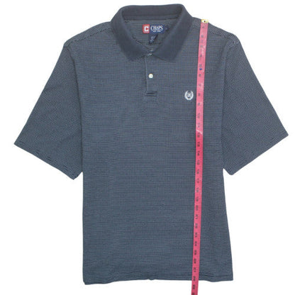 Chaps Men's Blue Striped Polo Shirt Size L Short Sleeve Cotton Blend