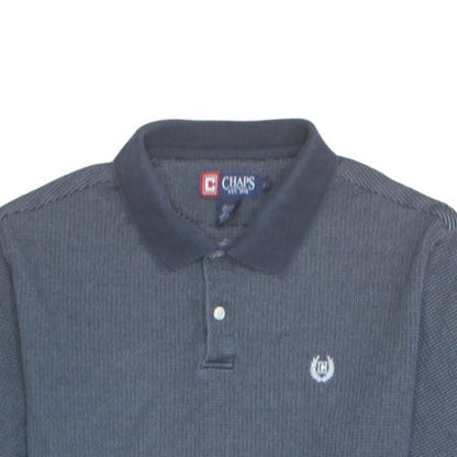 Chaps Men's Blue Striped Polo Shirt Size L Short Sleeve Cotton Blend