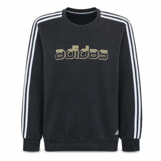 Front view of Adidas Men's Black XL Pullover Sweatshirt with Logo