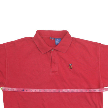 Disney Men's Red Cotton Mickey Mouse Polo Shirt XL