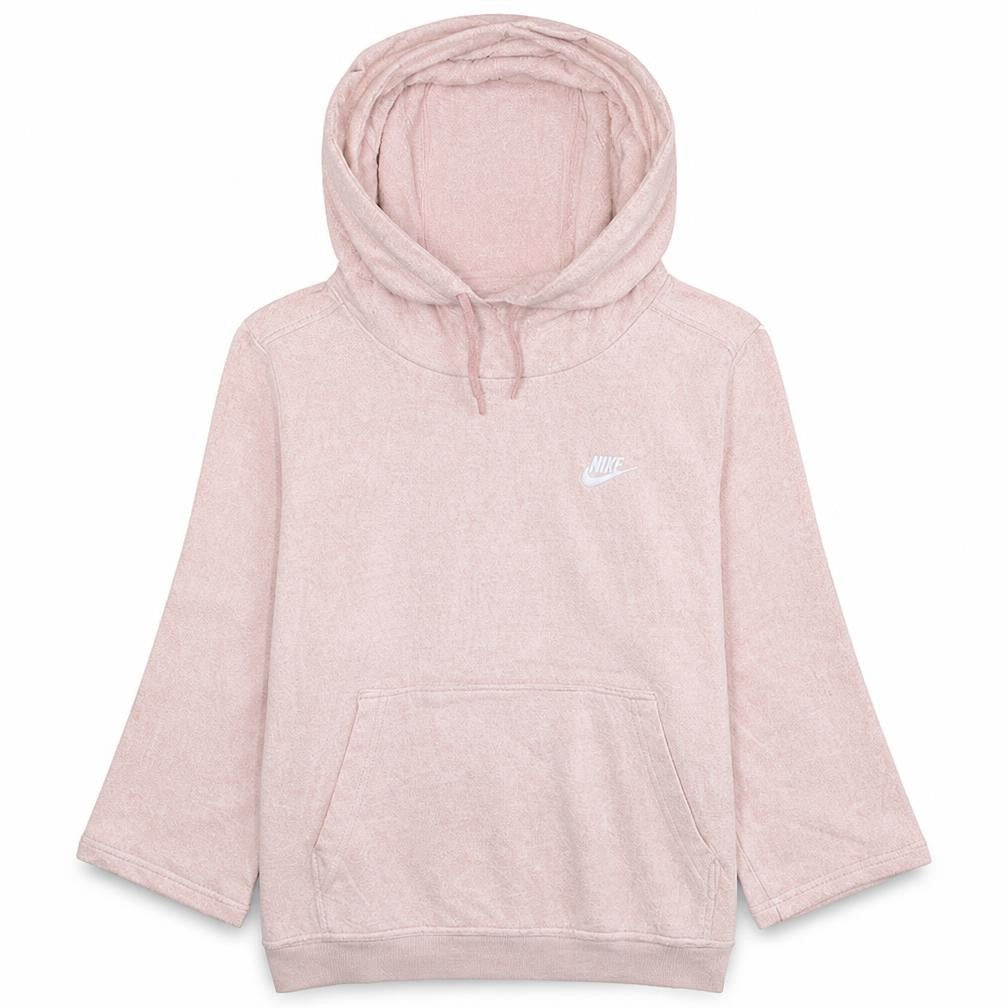 Front view of Nike girls’ pink pullover hoodie 12 years hooded fleece sweatshirt