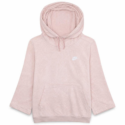 Front view of Nike girls’ pink pullover hoodie 12 years hooded fleece sweatshirt