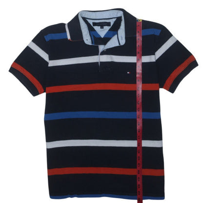 Tommy Hilfiger Men's Navy Striped Cotton Polo Shirt Size M