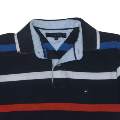 Tommy Hilfiger Men's Navy Striped Cotton Polo Shirt Size M
