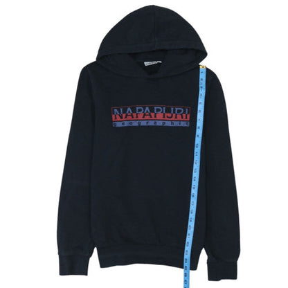 Napapijri Mens Black Pullover Hoodie M Logo Graphic Cotton