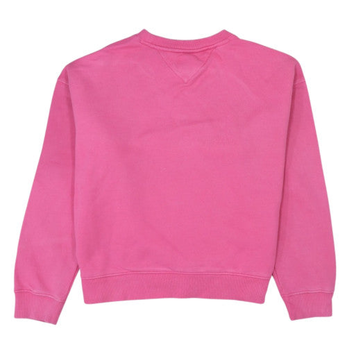 Tommy Jeans Women Pink Crew Neck Pullover Sweatshirt L Cotton Logo