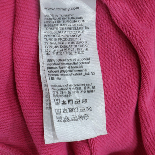 Tommy Jeans Women Pink Crew Neck Pullover Sweatshirt L Cotton Logo