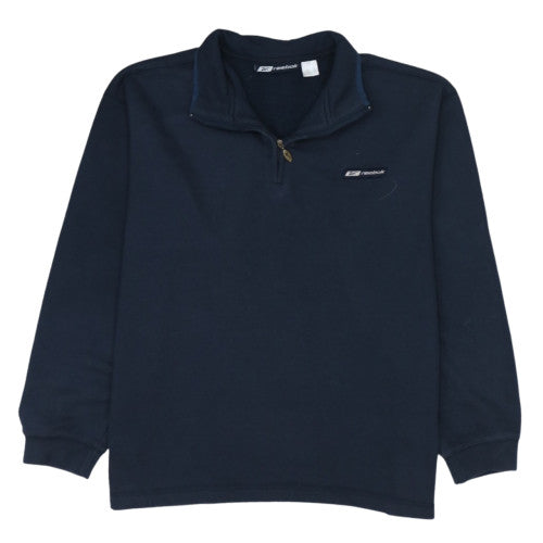 Reebok Mens Blue XL 1/4 Zip Fleece Sweatshirt Pullover