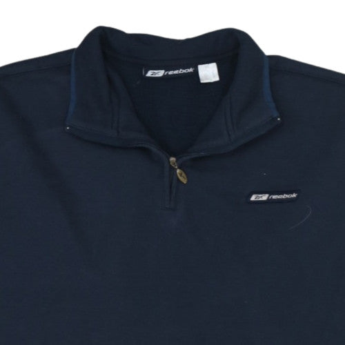 Reebok Mens Blue XL 1/4 Zip Fleece Sweatshirt Pullover