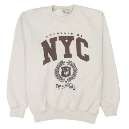 Pull & Bear Teens Beige NYC Graphic Pullover Sweatshirt M