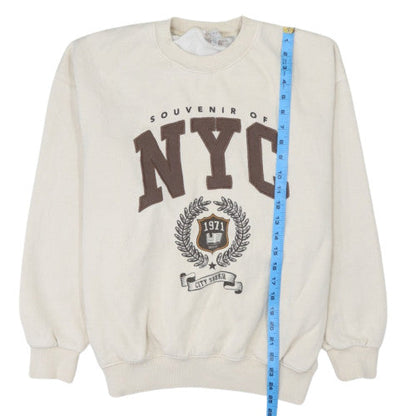 Pull & Bear Teens Beige NYC Graphic Pullover Sweatshirt M