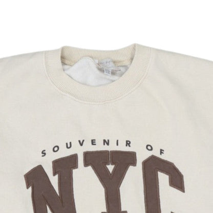 Pull & Bear Teens Beige NYC Graphic Pullover Sweatshirt M
