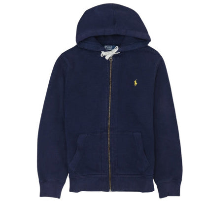 Ralph Lauren Men's Blue Full Zip Hoodie Size M Logo Cotton Blend