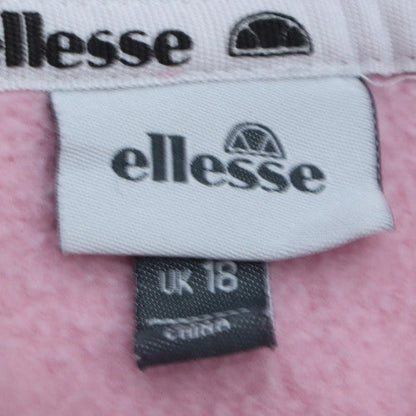 Ellesse Womens Pink Pullover Hoodie UK 18 Cotton Blend Sport Sweatshirt