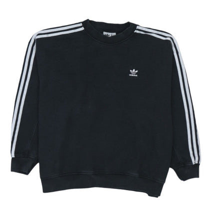 Adidas Womens Black Crew Neck Pullover Sweatshirt Size 14