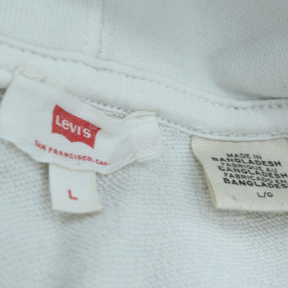 Levi’s Men’s White Pullover Hoodie L Classic Logo Fleece Sweatshirt