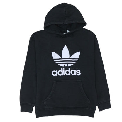 Adidas Womens Black Pullover Hoodie Size 16 Logo Graphic Hooded Sweatshirt