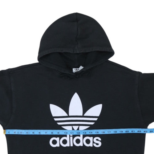 Adidas Womens Black Pullover Hoodie Size 16 Logo Graphic Hooded Sweatshirt