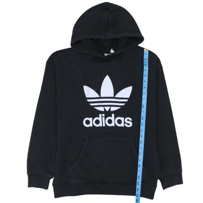 Adidas Womens Black Pullover Hoodie Size 16 Logo Graphic Hooded Sweatshirt