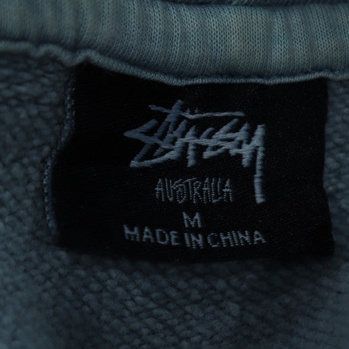 Stussy Men Blue Pullover Hoodie Medium Cotton World Tour Graphic