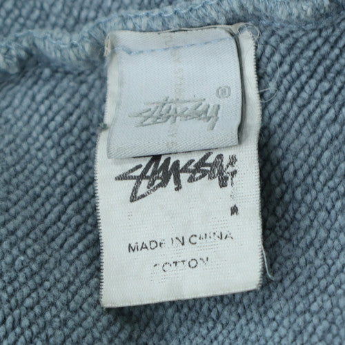 Stussy Men Blue Pullover Hoodie Medium Cotton World Tour Graphic