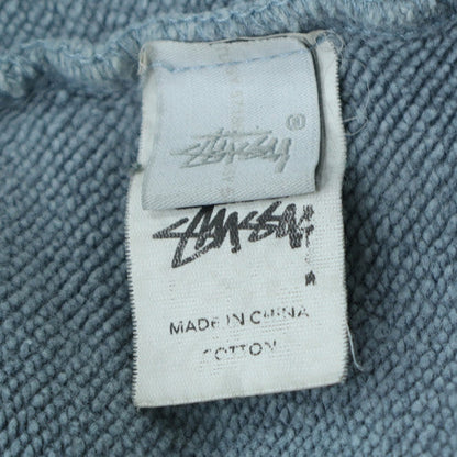 Stussy Men Blue Pullover Hoodie Medium Cotton World Tour Graphic